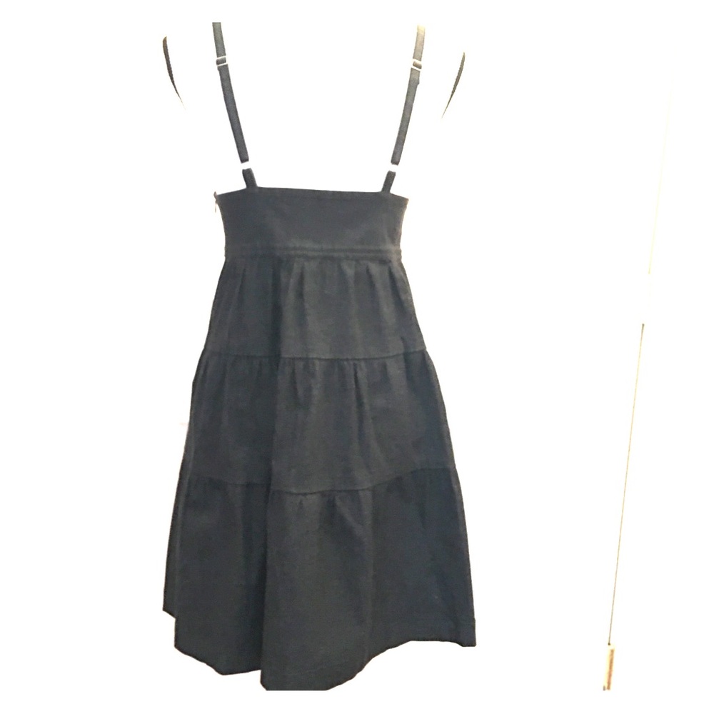 Theory ruffle v neck strappy grey blue jean dress - Picture 3 of 8